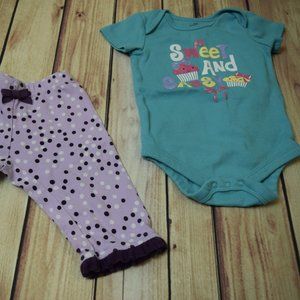 Girls Size 12 Months Bodysuit Pants Sweet Sassy